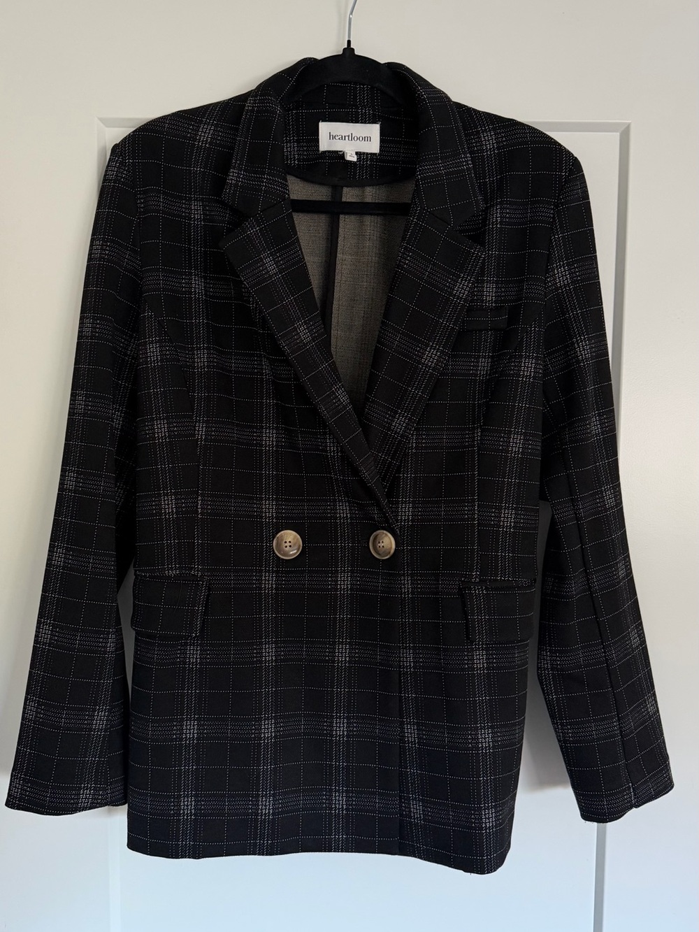 Heartloom Black Plaid Double-Breasted Suit Jacket